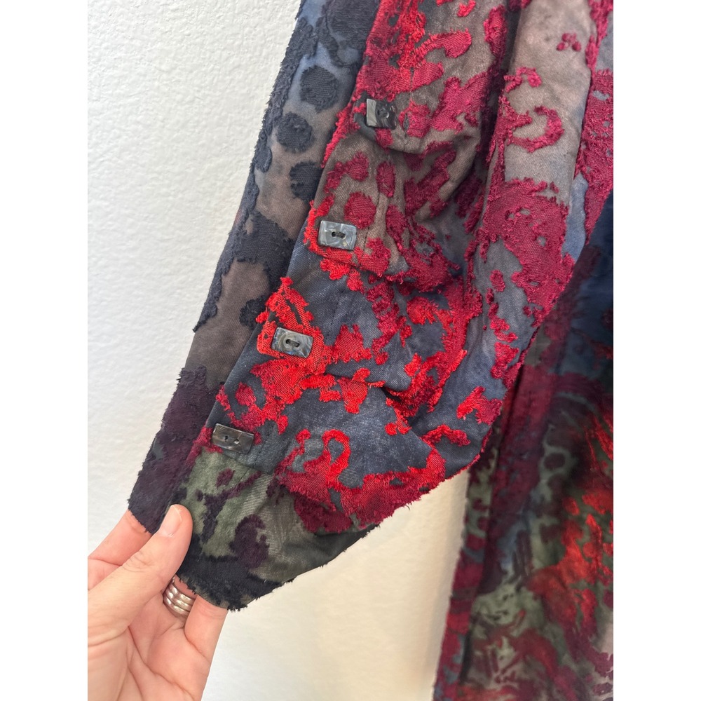 Calessa 1X Multicolor Abstract Print Velvet Burnout Tunic Blouse Top‎ Shirt NWT - Picture 4 of 7